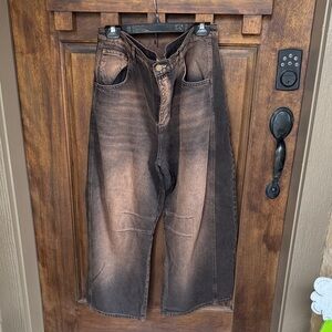 Free People Brown Barrel Leg Boyfriend Jeans